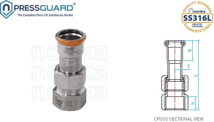 Stainless Steel 316L Press Fit Female Joint Connector